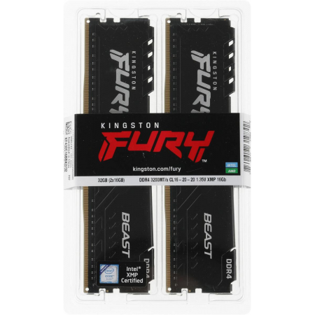Оперативная память DIMM Kingston FURY Beast Black DDR4 32Gb KF432C16BBK2/32 (2x16Gb), фото , изображение 6