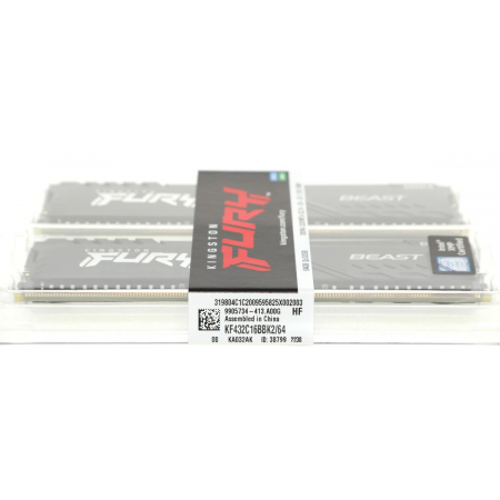 Оперативная память DIMM Kingston FURY Beast Black DDR4 64Gb KF432C16BBK2/64 (2x32Gb), фото , изображение 7