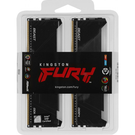 Оперативная память Kingston 32GB DDR4 3200MHz DIMM FURY Beast Black RGB XMP KF432C16BB12AK2/32 kit 2x16Gb, CL16, 288-pin  1.35V  Non-ECC, фото , изображение 5