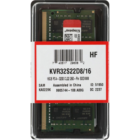 Оперативная память 16Gb DDR4 3200MHz Kingston SO-DIMM (KVR32S22D8/16), фото , изображение 6
