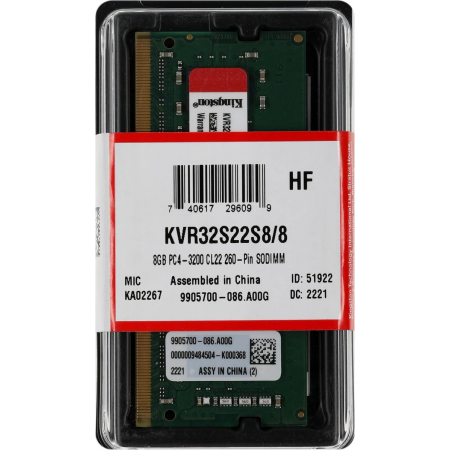 Оперативная память 8Gb DDR4 Kingston 3200MHz SO-DIMM (KVR32S22S8/8), фото , изображение 10