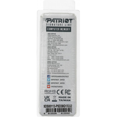 Оперативная память  8Gb DDR-III 1333MHz Patriot (PSD38G13332), фото , изображение 6