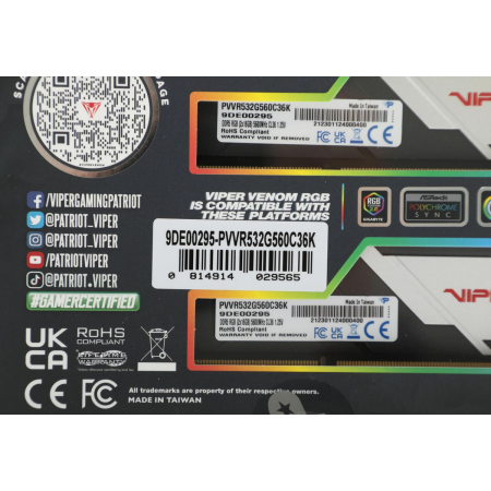 Оперативная память DIMM Patriot Viper Venom RGB DDR5 32Gb PVVR532G560C36K (2x16Gb), фото , изображение 12