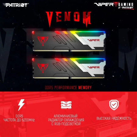 Оперативная память DIMM Patriot Viper Venom RGB DDR5 32Gb PVVR532G680C34K (2x16Gb), фото , изображение 12
