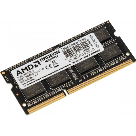 Оперативная память SO-DIMM AMD DDR3 8Gb 1600MHz R538G1601S2SL-U, фото , изображение 2 Оперативная память SO-DIMM AMD DDR3 8Gb 1600MHz R538G1601S2SL-U, фото , изображение 2