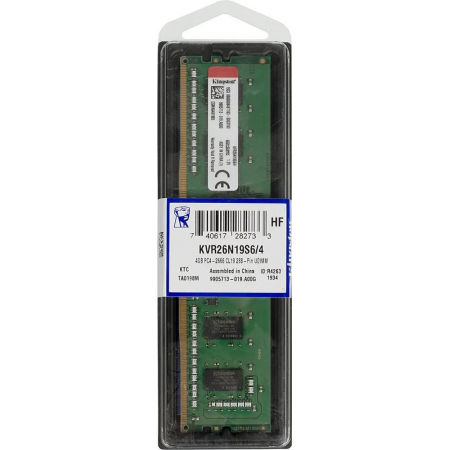 DDR4 4Gb 2666MHz Kingston KVR26N19S6/4 Non-ECC CL19 SR x16, фото , изображение 4