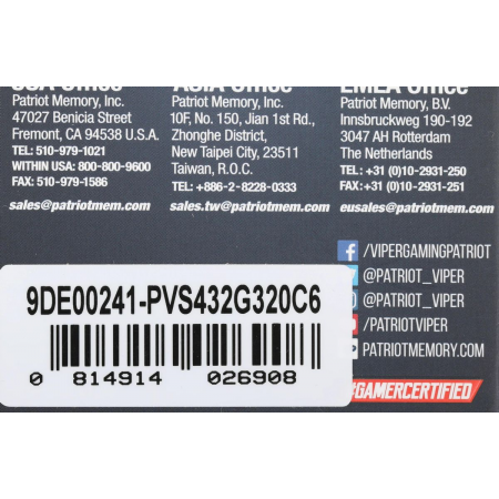 Оперативная память DIMM Patriot Viper Steel DDR4 32Gb PVS432G320C6, фото , изображение 8