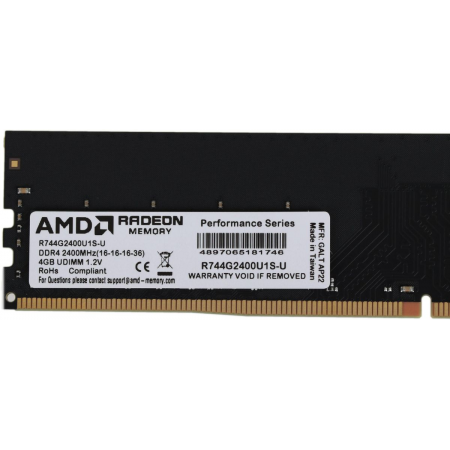 Оперативная память DIMM AMD DDR4 4Gb R744G2400U1S-U, фото , изображение 3 Оперативная память DIMM AMD DDR4 4Gb R744G2400U1S-U, фото , изображение 3