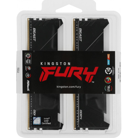 Память DDR4 2x16GB 3200MHz Kingston KF432C16BB2AK2/32 Fury Beast RGB RTL Gaming PC4-25600 CL16 DIMM 288-pin 1.35В kit single rank с радиатором Ret, фото , изображение 6