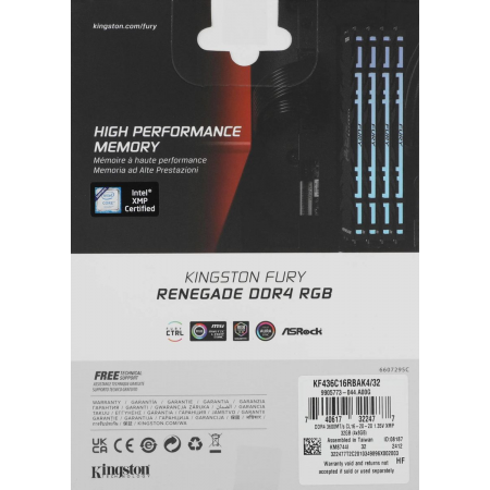 Оперативная память DIMM Kingston FURY Renegade RGB DDR4 32Gb KF436C16RBAK4/32 (4x8Gb), фото , изображение 9