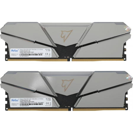Модуль памяти DDR4 Netac Shadow RGB 16GB (2x8GB) 3200MHz CL14 1.35V / NTSRD4P32DP-16S / Silver / with radiator, фото , изображение 5 Модуль памяти DDR4 Netac Shadow RGB 16GB (2x8GB) 3200MHz CL14 1.35V / NTSRD4P32DP-16S / Silver / with radiator, фото , изображение 5