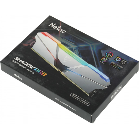Модуль памяти DDR4 Netac Shadow RGB 16GB (2x8GB) 3200MHz CL14 1.35V / NTSRD4P32DP-16S / Silver / with radiator, фото , изображение 7 Модуль памяти DDR4 Netac Shadow RGB 16GB (2x8GB) 3200MHz CL14 1.35V / NTSRD4P32DP-16S / Silver / with radiator, фото , изображение 7