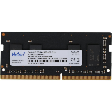 Оперативная память SO-DIMM Netac DDR4 4Gb 2666MHz NTBSD4N26SP-04, фото , изображение 4 Оперативная память SO-DIMM Netac DDR4 4Gb 2666MHz NTBSD4N26SP-04, фото , изображение 4