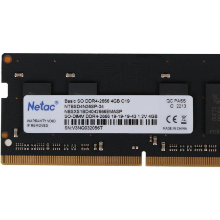 Оперативная память SO-DIMM Netac DDR4 4Gb 2666MHz NTBSD4N26SP-04, фото , изображение 5 Оперативная память SO-DIMM Netac DDR4 4Gb 2666MHz NTBSD4N26SP-04, фото , изображение 5