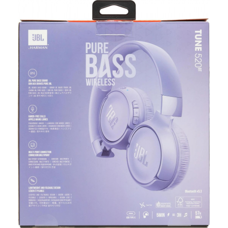 Гарнитура накладные JBL Tune 520BT фиолетовый беспроводные bluetooth оголовье (JBLT520BTPUR), фото , изображение 22