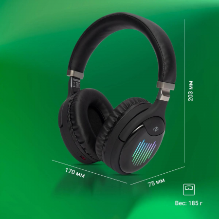 Гарнитура накладные Digma BT-16 черный беспроводные bluetooth оголовье (BT-16B), фото , изображение 5