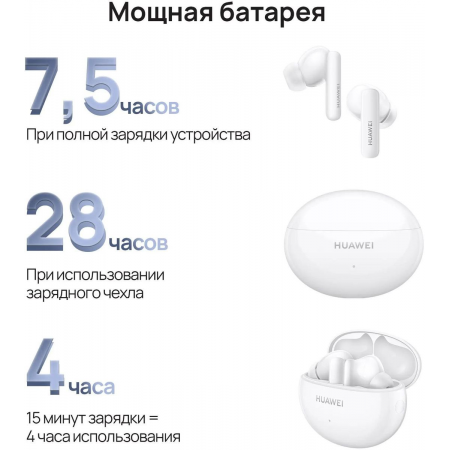 Гарнитура HUAWEI FREEBUDS 5I T0014 CERAMIC WHITE 55036648, фото , изображение 10