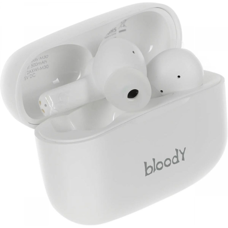 Наушники с микрофоном A4Tech Bloody M30 белый вкладыши BT в ушной раковине (M30), фото , изображение 2