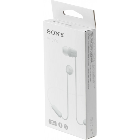 Гарнитура вкладыши Sony WI-C100 белый беспроводные bluetooth шейный обод, фото , изображение 7