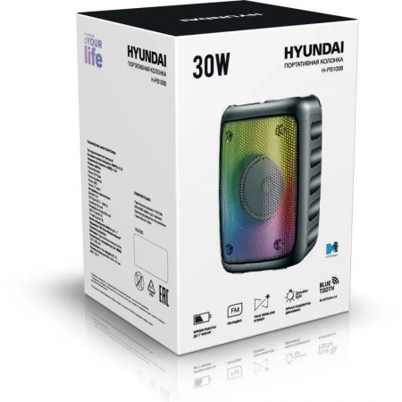 Колонка порт. Hyundai H-PS1006 черный 30W 1.0 BT 10м 1500mAh, фото , изображение 14