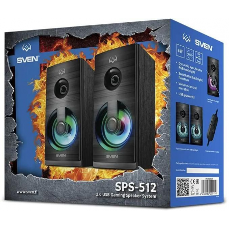 Колонки SVEN SPS-512 2.0 чёрные, фото , изображение 6
