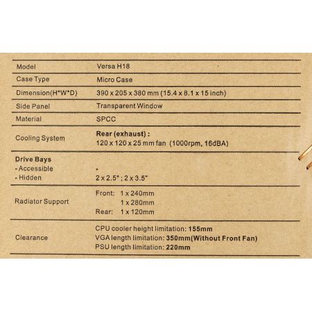 Корпус Thermaltake Versa H18 чёрный CA-1J4-00S1WN-00, фото , изображение 15