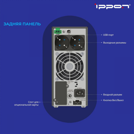 Источник бесперебойного питания Ippon Innova G2 Euro 1000L 900Вт 1000ВА черный, фото , изображение 6