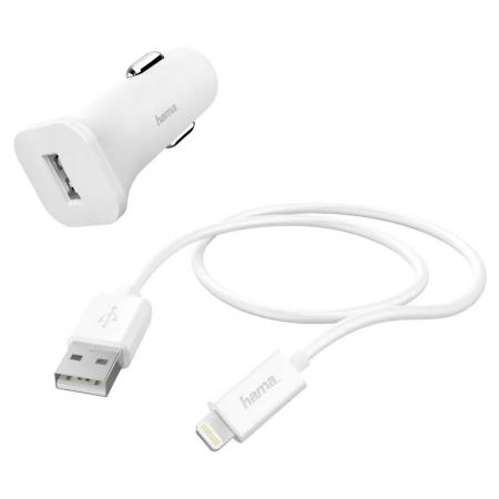 Автомобильное зар./устр. Hama H-183291 1A кабель Apple Lightning белый (00183291), фото 