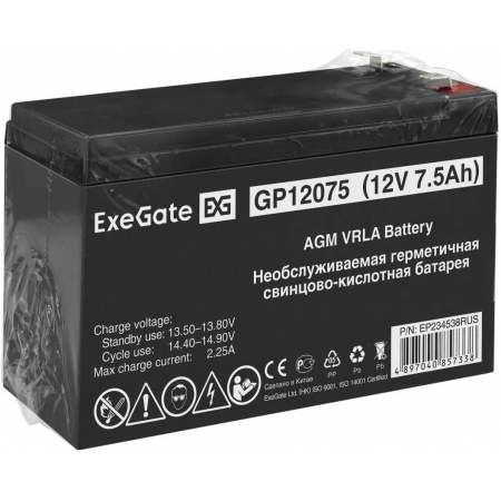 АКБ ExeGate EP234538RUS GP12075/EXG1275 клеммы F2, фото , изображение 5