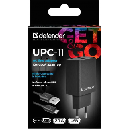 Сетевой адаптер Defender 1xUSB,5V/2.1А, кабель micro-USB (UPC-11) (83556), фото , изображение 7