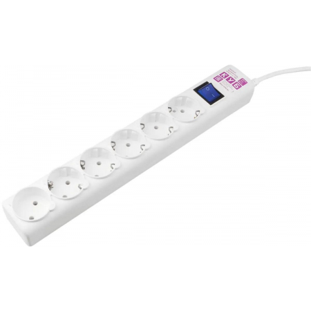 Сетевой фильтр Powercube SPG(5+1)-16B-3М-WHITE 3м (6 розеток) белый (коробка), фото 