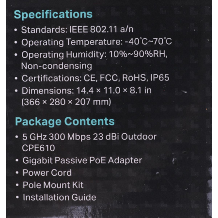 Wi-Fi точка доступа TP-Link CPE610, фото , изображение 16 Wi-Fi точка доступа TP-Link CPE610, фото , изображение 16