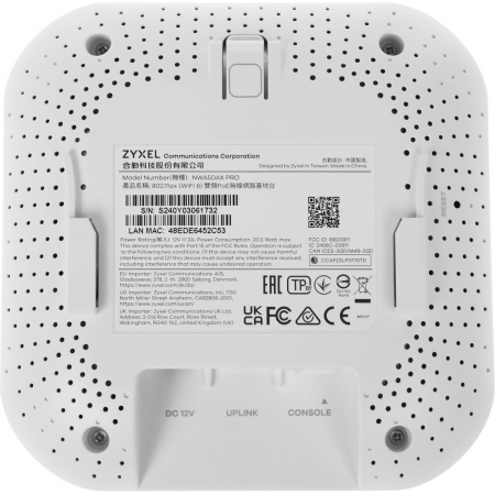 Точка доступа Zyxel NebulaFlex NWA50AX PRO, WiFi 6, 802.11a/b/g/n/ac/ax (2,4 и 5 ГГц), MU-MIMO, антенны 3x3, до 575+2400 Мбит/с, 1xLAN 2.5GE, PoE, без поддержки Captive portal и WPA-Enterprise, защита от 4G/5G, БП в комплекте, фото , изображение 8