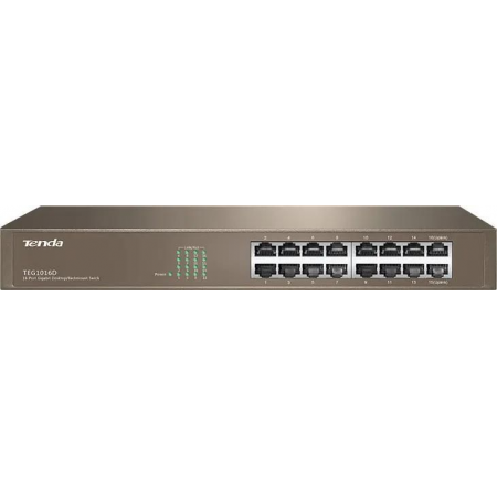 Сетевое оборудование TENDA TEG1016D Коммутатор 16-Port 10/100/1000 Gigabit Switch, фото , изображение 2