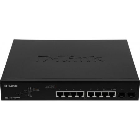 Коммутатор D-Link DGS-1100-10MPPV2/A 8G 2SFP 8PoE+ настраиваемый, фото , изображение 2