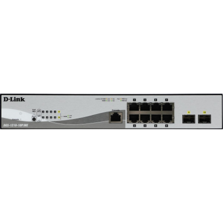 Коммутатор D-Link DGS-1210-10P/ME/B1A Управляемый 2 уровня с 8 портами 10/100/1000Base-T с поддержкой PoE и 2 портами 1000Base-X SFP, фото , изображение 6