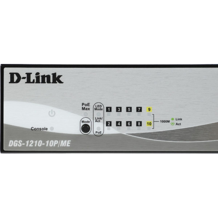 Коммутатор D-Link DGS-1210-10P/ME/B1A Управляемый 2 уровня с 8 портами 10/100/1000Base-T с поддержкой PoE и 2 портами 1000Base-X SFP, фото , изображение 7