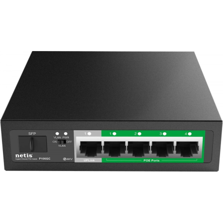 Коммутатор 6PORT 10/100/1000 4POE+2XGE P106GC NETIS, фото , изображение 3