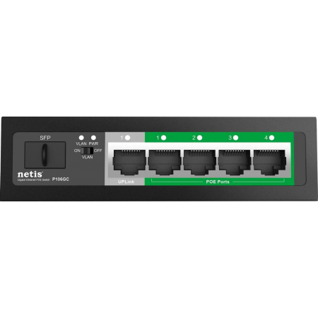 Коммутатор 6PORT 10/100/1000 4POE+2XGE P106GC NETIS, фото , изображение 4