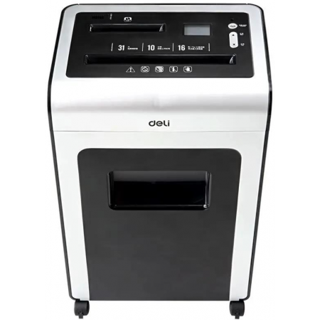 Шредер Deli E9917-EU черный/белый с автоподачей (секр.P-4)/фрагменты/16лист./31лтр./скрепки/скобы/пл.карты/CD, фото , изображение 3