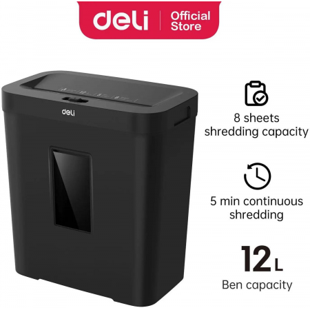 Шредер Deli ET021 черный (секр.P-4) фрагменты 8лист. 12лтр., фото , изображение 5