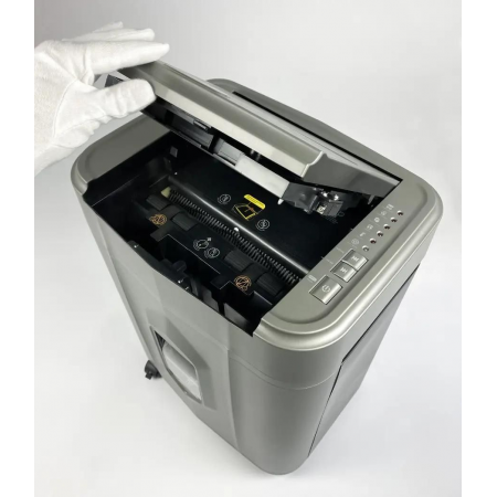 Шредер Heleos АП23-5 серый/серебристый с автоподачей (секр.P-5) фрагменты 145лист. 23лтр. скрепки скобы пл.карты, фото , изображение 6