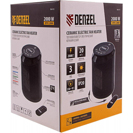 Тепловентилятор электр. керамический DTFC-2000, пульт, 3 реж., вент., нагрев 1000/2000 Вт// Denzel, фото , изображение 15