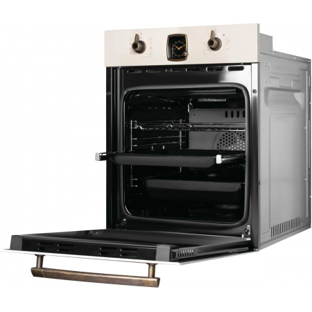Встраиваемая электрическая духовка Korting OKB 4941 CRB, ширина 45 см, аналоговые часы в классическом стиле Frank Muller, таймера с функцией отключения, 9 режимов нагрева, объем духовки 45 л, телескопические направляющие на одном уровне, двухслойное остек, фото , изображение 6
