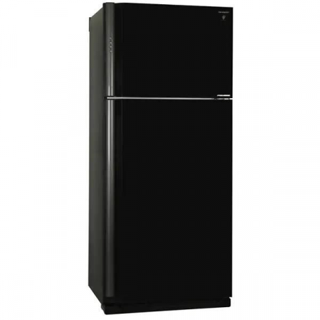Холодильник Sharp SJ-XP59PGBK черное стекло/стекло двухкамерный 430/148 л морозилка сверху, фото 