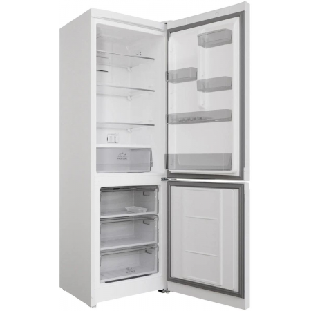 Холодильник Hotpoint HT 5180 W двухкамерный белый/серебристый 220/78л морозилка снизу, фото 