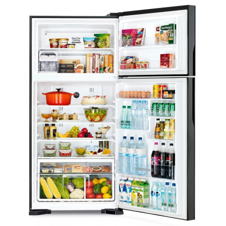 Холодильник Hitachi R-VG660PUC7-1 GGR серый стекло двухкамерный 405/145л морозилка сверху, фото 