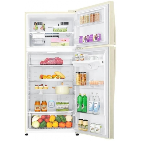 Холодильник LG GN-H702HEHL бежевый двухкамерный 376/155л морозилка сверху, фото 