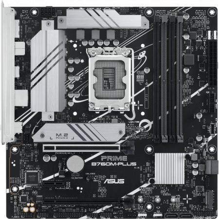 Материнская плата ASUS PRIME B760M-PLUS, LGA 1700, Intel B760, 4xDDR5, 4xSATA, 2xM.2, 1xPCI-E 4.0 x4, 1xPCI-E 5.0 x16, 1xPCI-E x1, 1xDisplayPort, 1xHDMI, 1x 2.5Gb LAN, 2xUSB-A 3.2 Gen 2, 4xUSB-A 2.0, 3x3.5 мм, 7.1, Micro-ATX, фото 