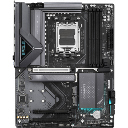 Материнская плата Gigabyte X870 EAGLE WIFI7, AM5, AMD X870, 4xDDR5, 4xSATA, 3xM.2, 1xPCI-E 5.0 x16, 2xPCI-E 3.0 x1, 1xHDMI, 1xUSB-C (DP), 1x 2.5Gb LAN, 4xUSB-A 2.0, 3xUSB-A 3.2 Gen 1, 1xUSB-A 3.2 Gen 2, 2xUSB-C 3.2 Gen 2 (USB4), 3x3.5 мм, 7.1, ATX, фото 